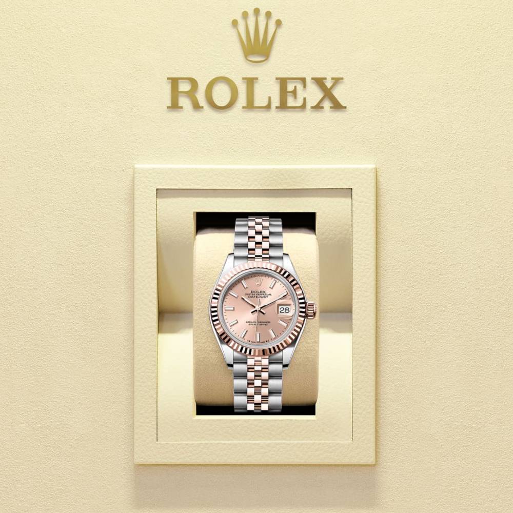 Rolex Lady-Datejust 28mm - Ref: 279171-0023 - Rose Stick Dial, Two Tone Stainless Steel & 18K Rose Gold Jubilee Bracelet Women's Watch