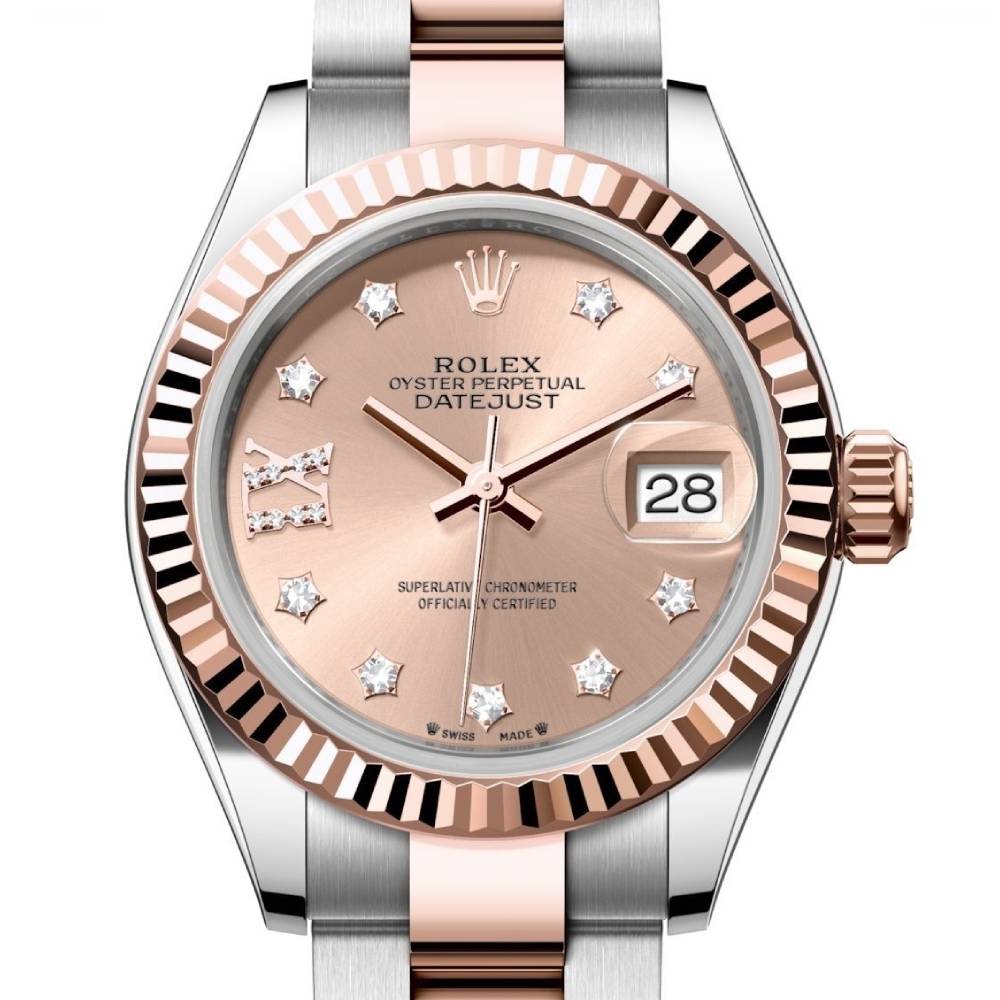 Rolex Lady-Datejust 28mm - Ref: 279171-0028 - Rose Diamond Dial, Two Tone Stainless Steel & 18K Rose Gold Oyster Bracelet Women's Watch