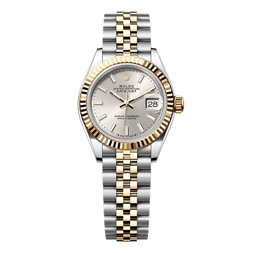 Rolex Lady-Datejust 28mm - Ref: 279173-0019 - Silver Stick Dial, Two Tone Stainless Steel & 18K Yellow Gold Jubilee Bracelet Women's Watch