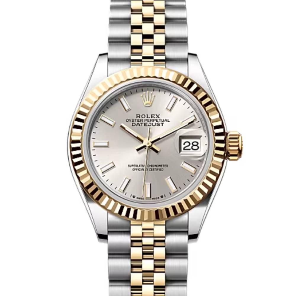 Rolex Lady-Datejust 28mm - Ref: 279173-0019 - Silver Stick Dial, Two Tone Stainless Steel & 18K Yellow Gold Jubilee Bracelet Women's Watch