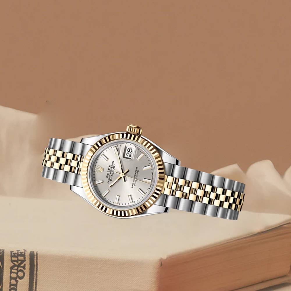 Rolex Lady-Datejust 28mm - Ref: 279173-0019 - Silver Stick Dial, Two Tone Stainless Steel & 18K Yellow Gold Jubilee Bracelet Women's Watch