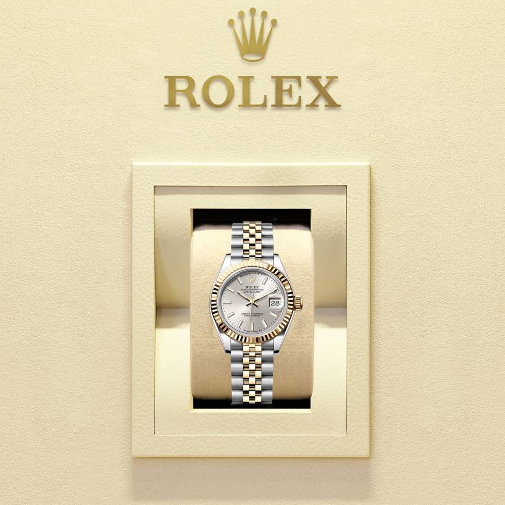 Rolex Lady-Datejust 28mm - Ref: 279173-0019 - Silver Stick Dial, Two Tone Stainless Steel & 18K Yellow Gold Jubilee Bracelet Women's Watch