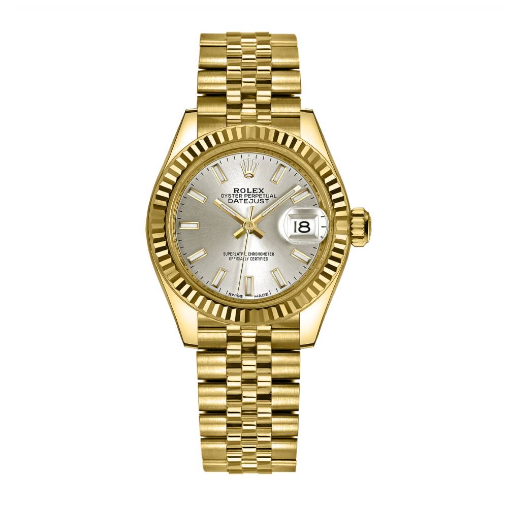 Rolex Lady Datejust 28mm - Ref: 279178-0006 - Silver Dial, 18K Yellow Gold Jubilee Bracelet Women's Watch