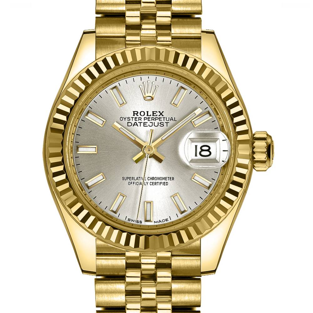 Rolex Lady Datejust 28mm - Ref: 279178-0006 - Silver Dial, 18K Yellow Gold Jubilee Bracelet Women's Watch