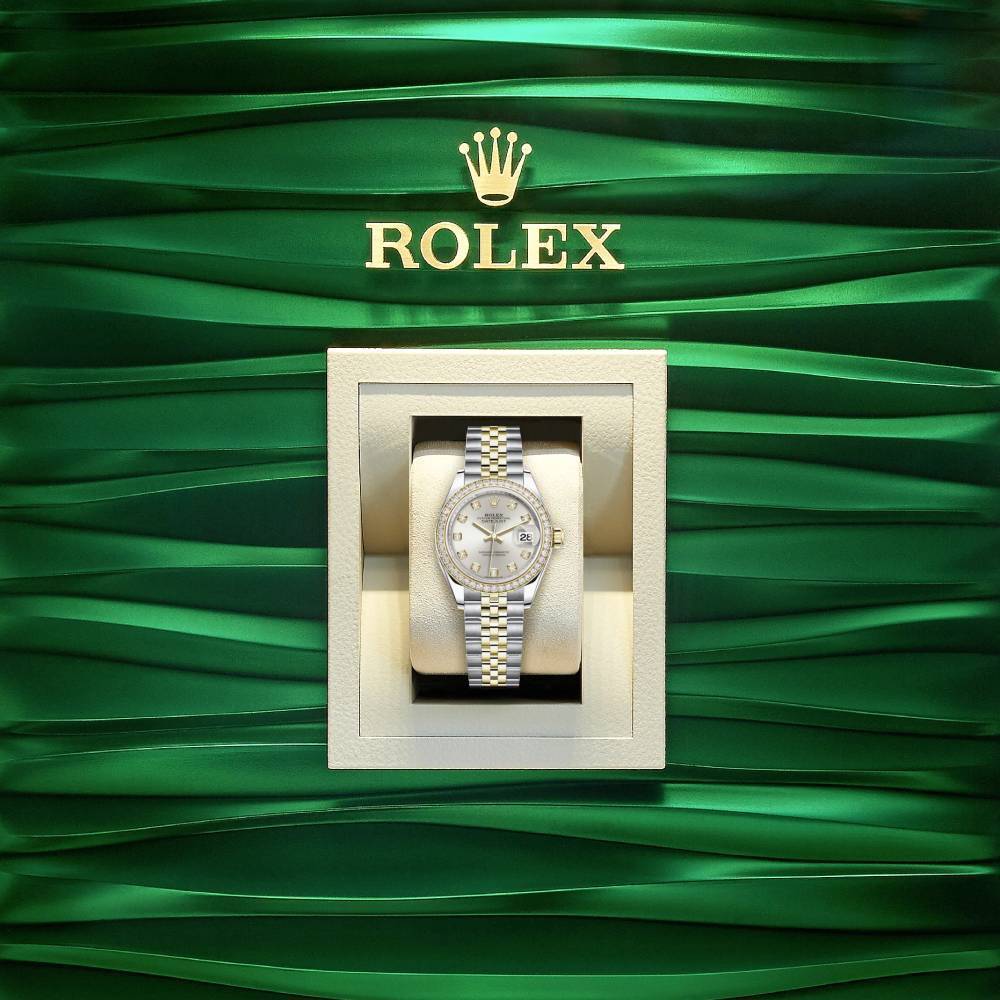 Rolex Lady-Datejust 28mm - Ref: 279383rbr-0007 - Silver Diamond Dial & Diamond Bezel, Two Tone Stainless Steel & 18K Yellow Gold Jubilee Bracelet Women's Watch