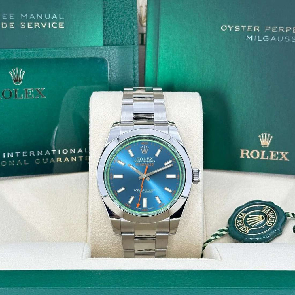 Rolex Milgauss 40 mm | Stainless Steel Oyster bracelet | Blue dial Smooth bezel | Men's Watch 116400gv-0002