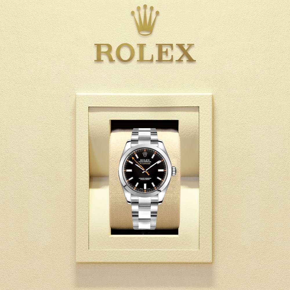 Rolex Milgauss 40mm - Ref: 116400 - Black Dial, Stainless Steel Oyster Bracelet Watch