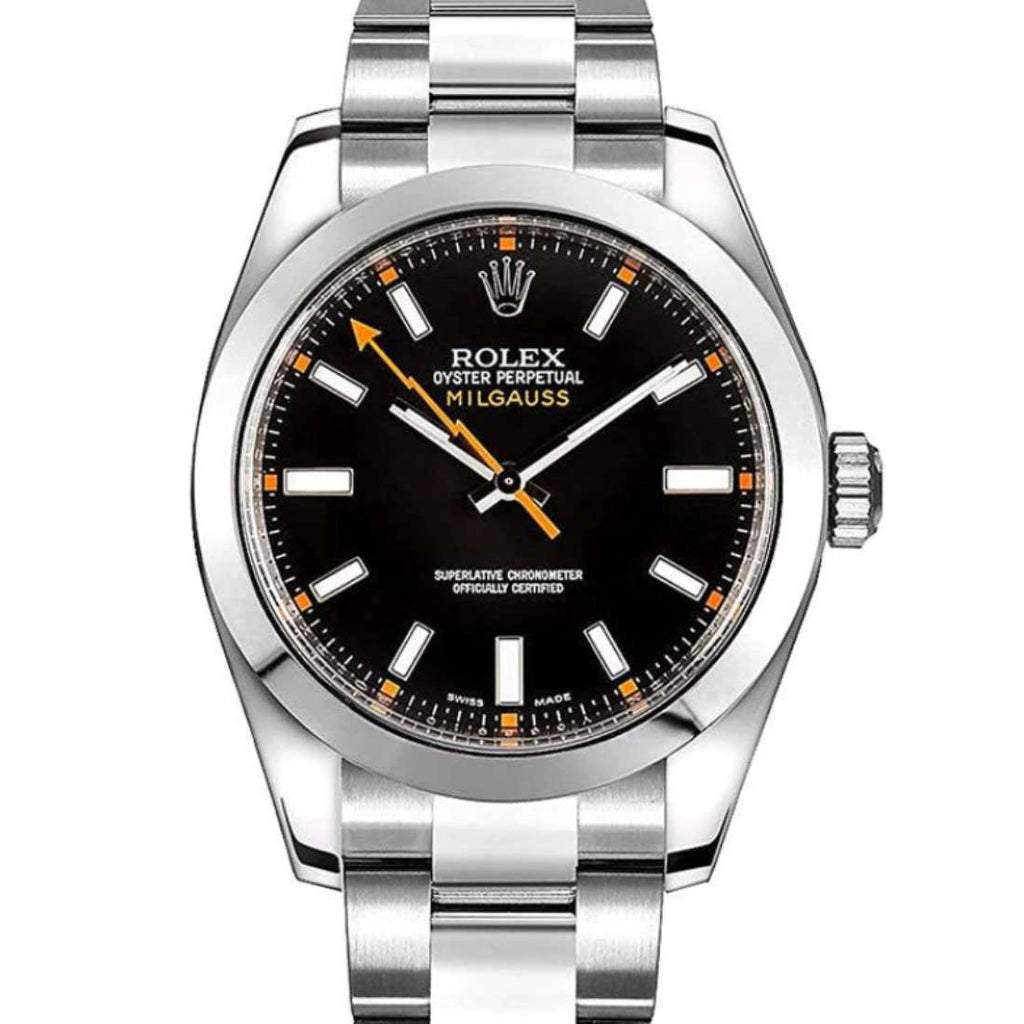 Rolex Milgauss 40 mm | Stainless Steel Oyster bracelet | Black dial Smooth bezel | Men's Watch 116400