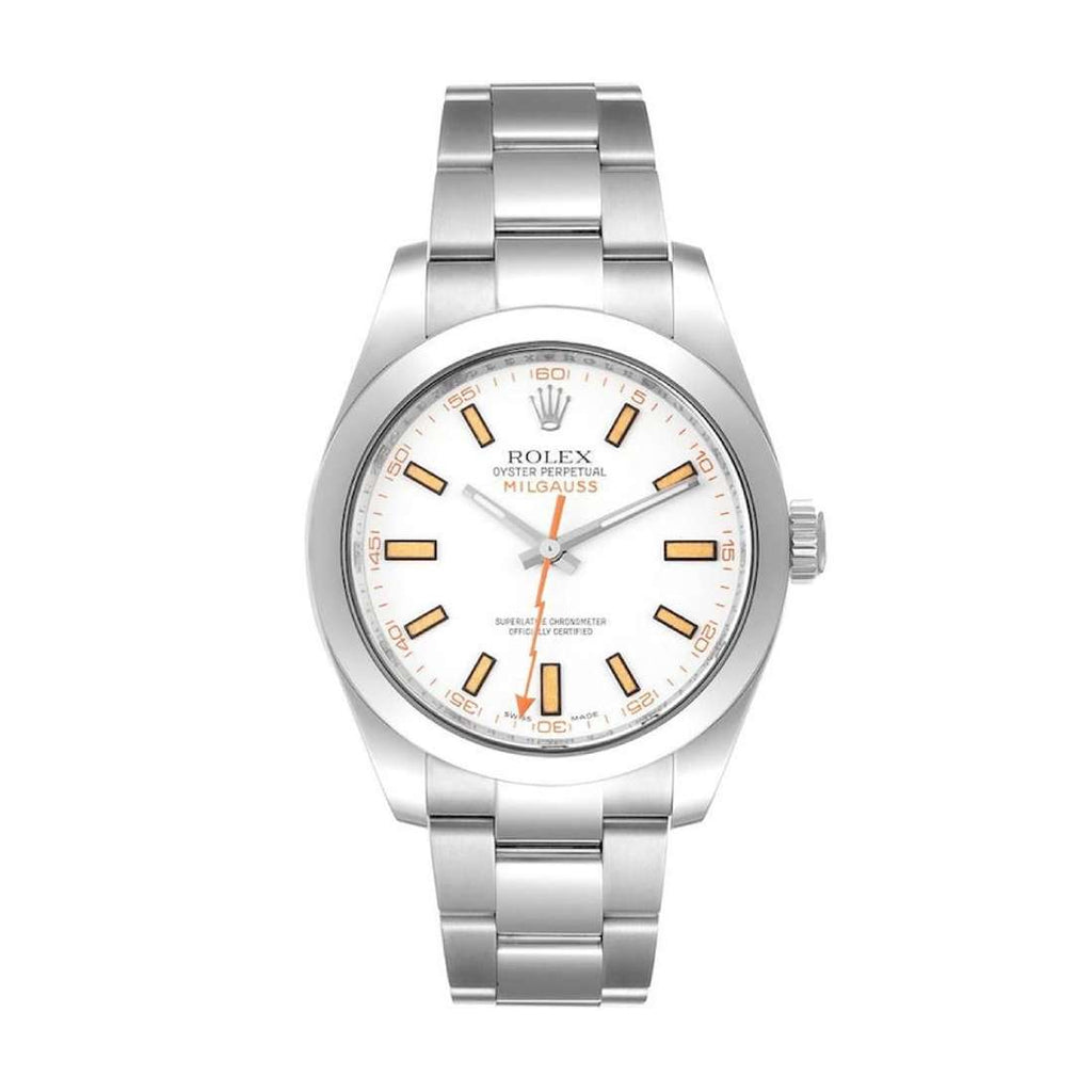Rolex Milgauss 40 mm | Stainless Steel Oyster bracelet | White dial Smooth bezel | Men's Watch 116400