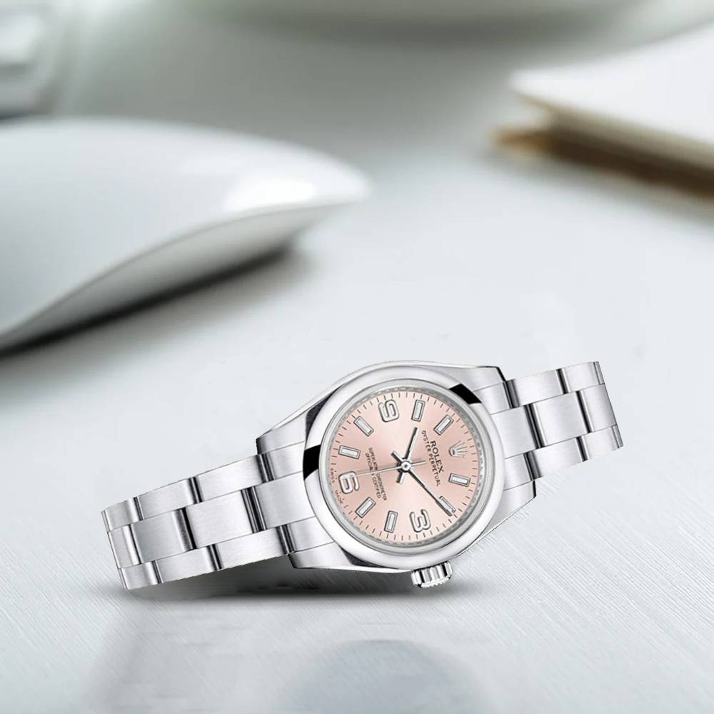 Rolex Oyster Perpetual 26mm - Ref: 176200-0004 - Pink Index & Arabic Numerals Dial, Stainless Steel Oyster Bracelet Women's Watch