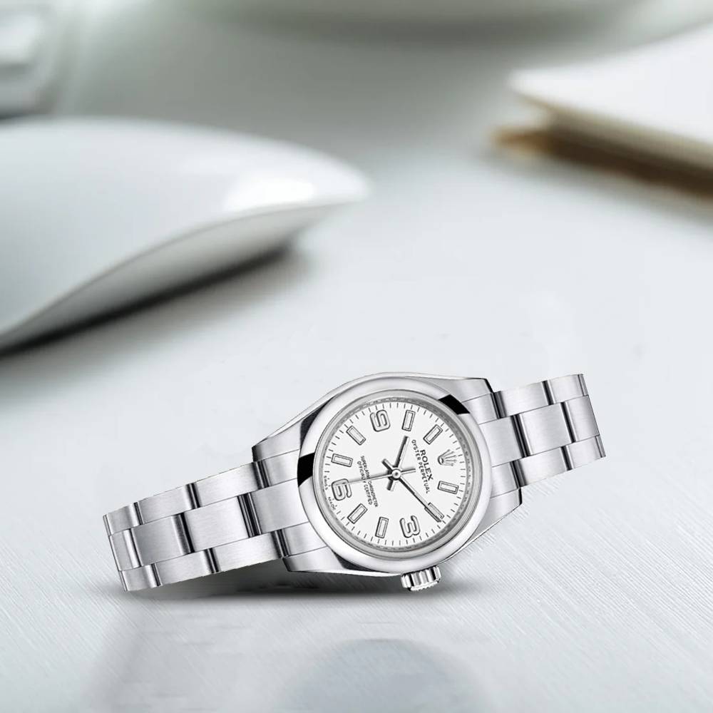 Rolex Oyster Perpetual 26mm - Ref: 176200-0011 - White Index & Arabic Numerals Dial, Stainless Steel Oyster Bracelet Women's Watch