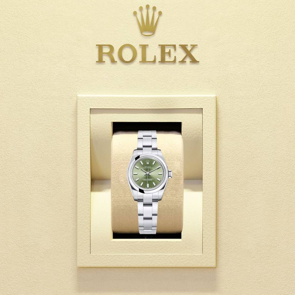 Rolex Oyster Perpetual 26mm - Ref: 176200-0014 - Olive Green Stick Dial, Stainless Steel Oyster Bracelet Women's Watch