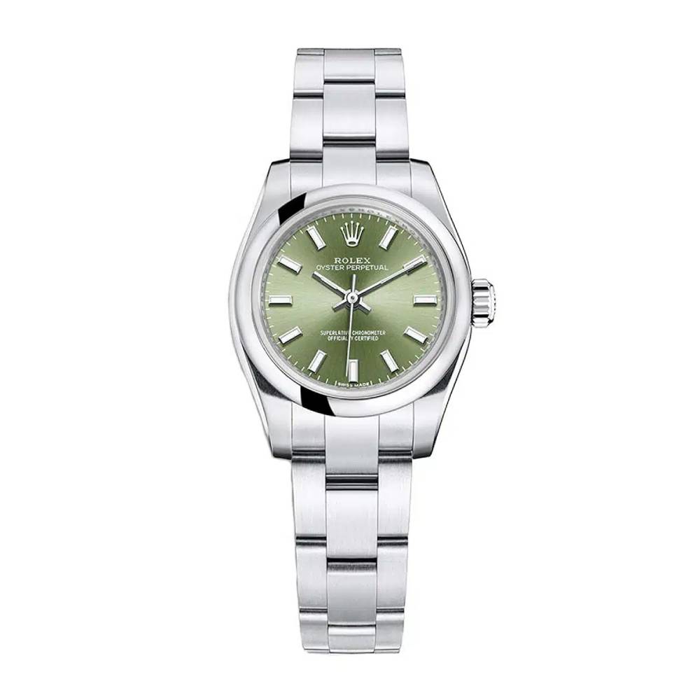 Rolex Oyster Perpetual 26mm - Ref: 176200-0014 - Olive Green Stick Dial, Stainless Steel Oyster Bracelet Women's Watch