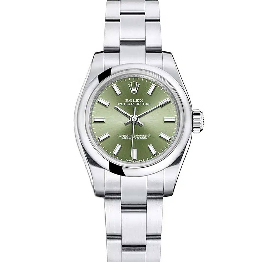Rolex Oyster Perpetual 26mm - Ref: 176200-0014 - Olive Green Stick Dial, Stainless Steel Oyster Bracelet Women's Watch