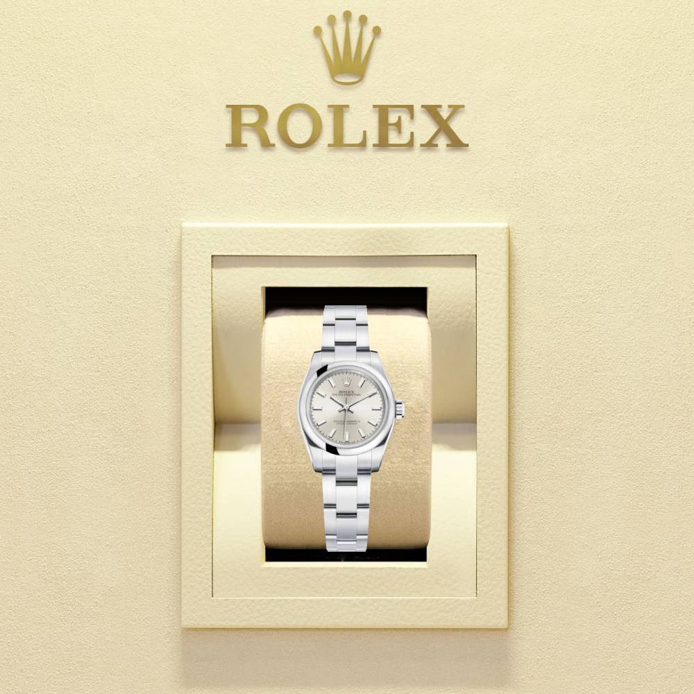 Rolex Oyster Perpetual 26mm - Ref: 176200-0015 - Silver Stick Dial, Stainless Steel Oyster Bracelet Women's Watch