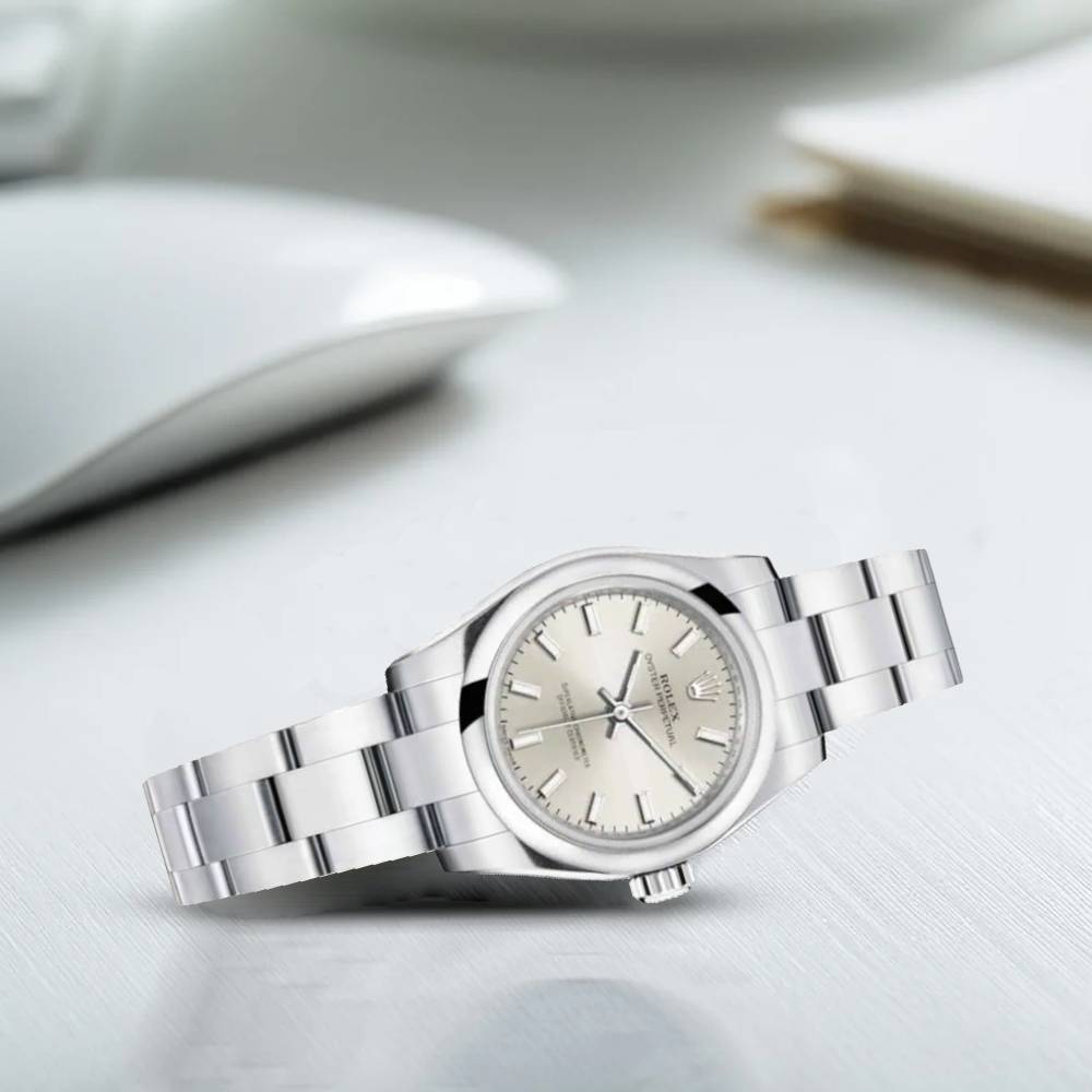 Rolex Oyster Perpetual 26mm - Ref: 176200-0015 - Silver Stick Dial, Stainless Steel Oyster Bracelet Women's Watch