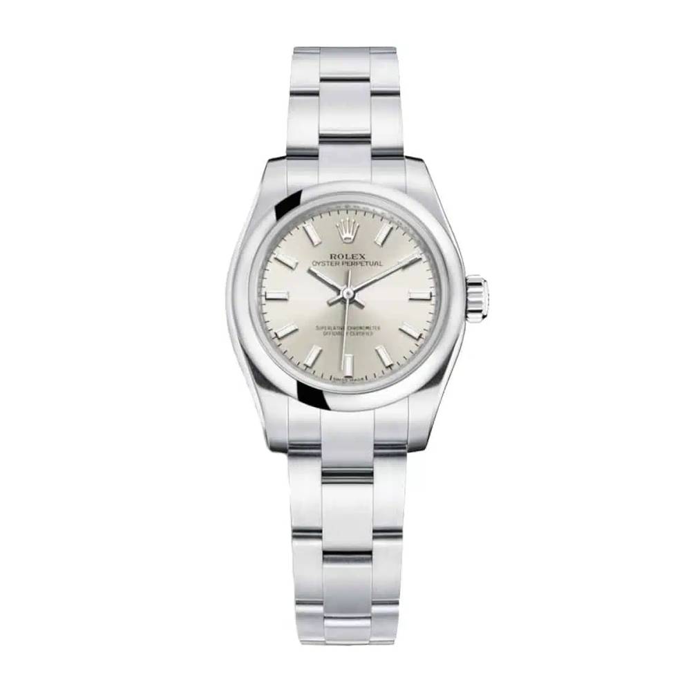 Rolex Oyster Perpetual 26mm - Ref: 176200-0015 - Silver Stick Dial, Stainless Steel Oyster Bracelet Women's Watch