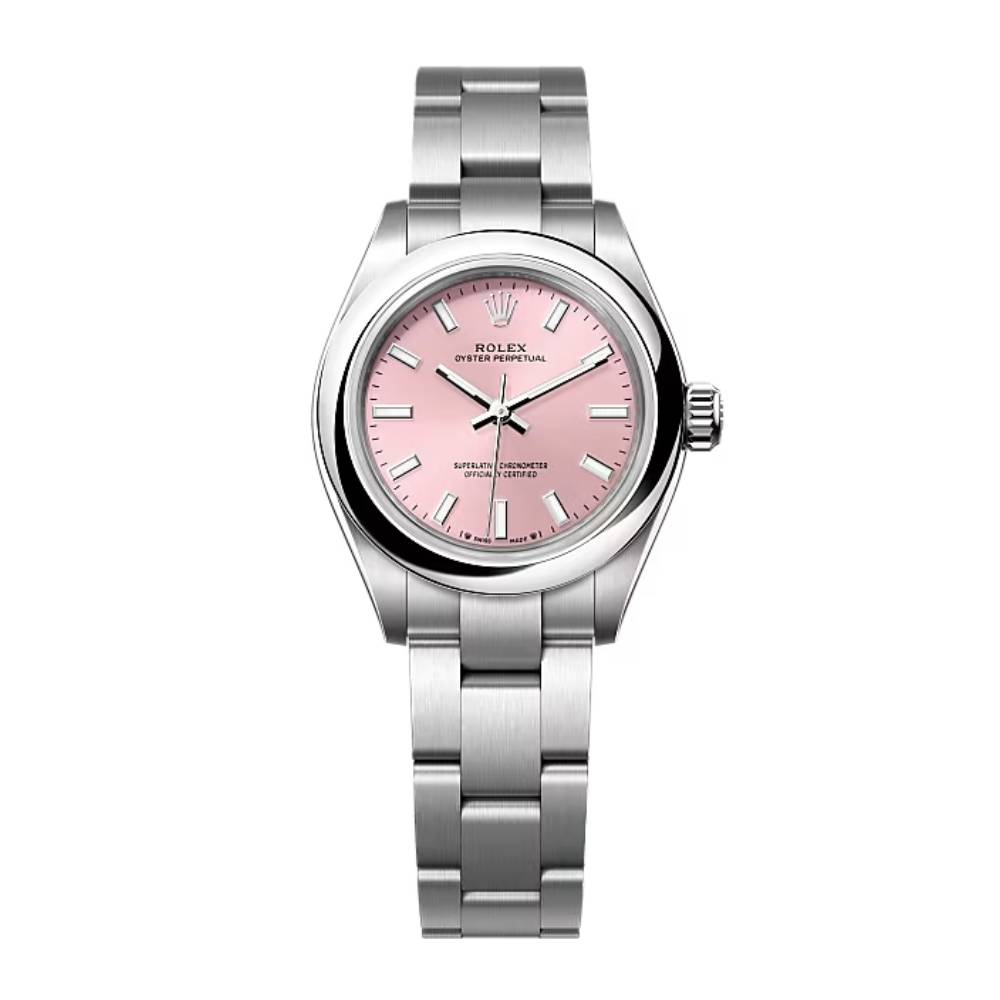 Rolex Oyster Perpetual 28mm - Ref: 276200-0004 - Pink Stick Dial, Stainless Steel Oyster Bracelet Women's Watch