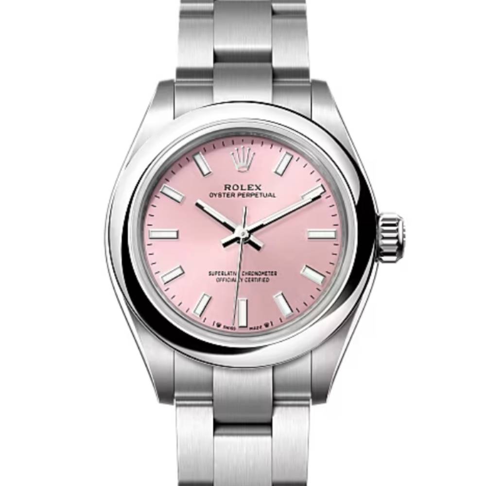 Rolex Oyster Perpetual 28mm - Ref: 276200-0004 - Pink Stick Dial, Stainless Steel Oyster Bracelet Women's Watch