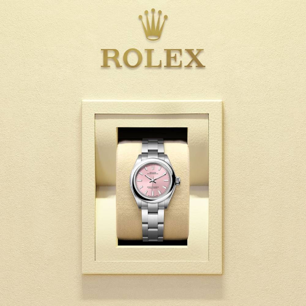 Rolex Oyster Perpetual 28mm - Ref: 276200-0004 - Pink Stick Dial, Stainless Steel Oyster Bracelet Women's Watch