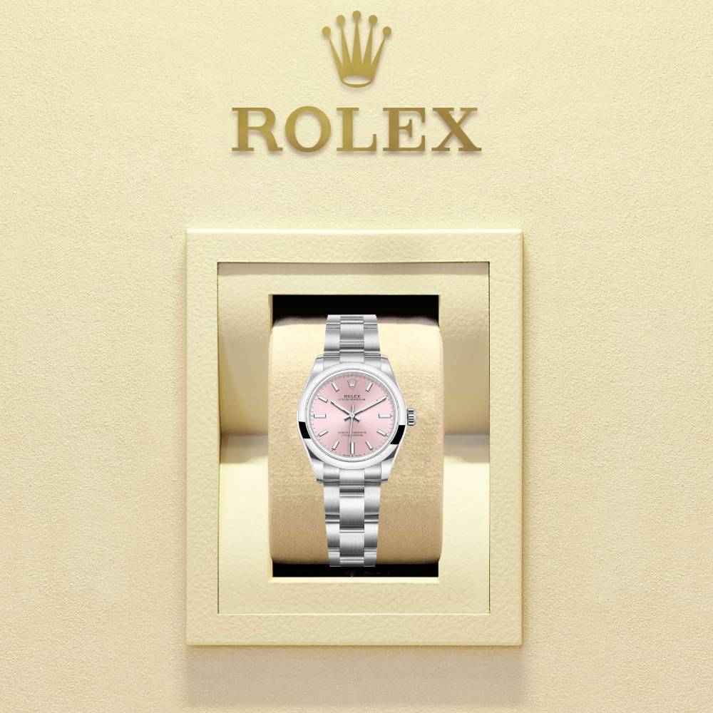 Rolex Oyster Perpetual 31mm | Stainless steel bracelet | Pink dial Smooth bezel | Ladies Watch 277200-0004