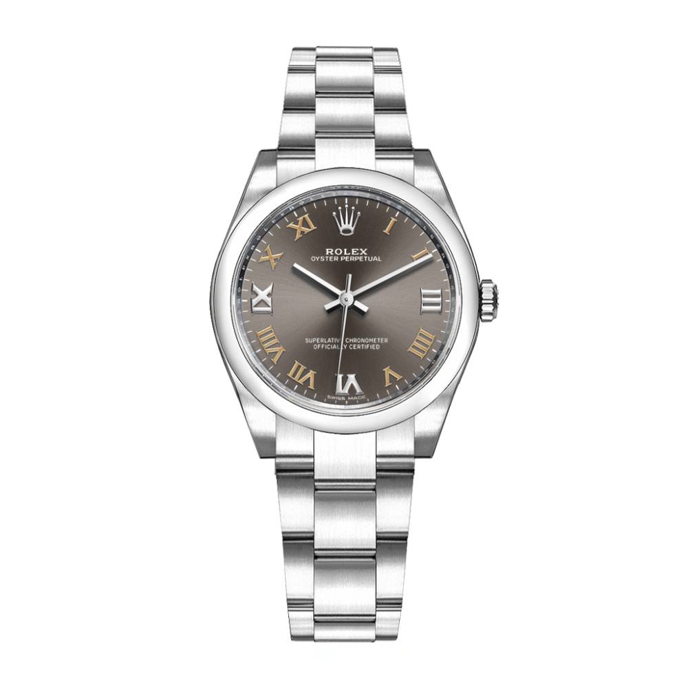 Rolex Oyster Perpetual 31mm - Ref: 177200-0018 - Dark Grey Roman Dial, Stainless Steel Oyster Bracelet Watch