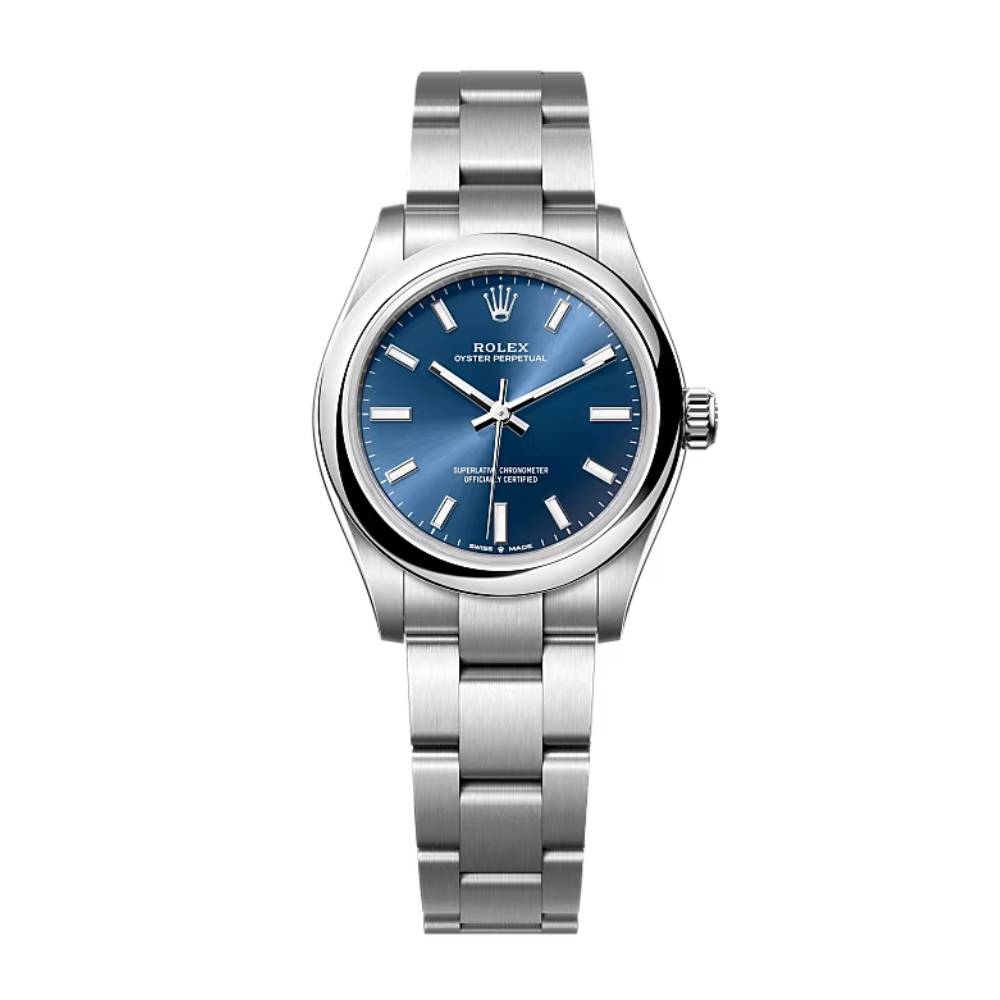 Rolex Oyster Perpetual 31mm - Ref: 277200-0003 - Bright Blue Stick Dial, Stainless Steel Oyster Bracelet Watch