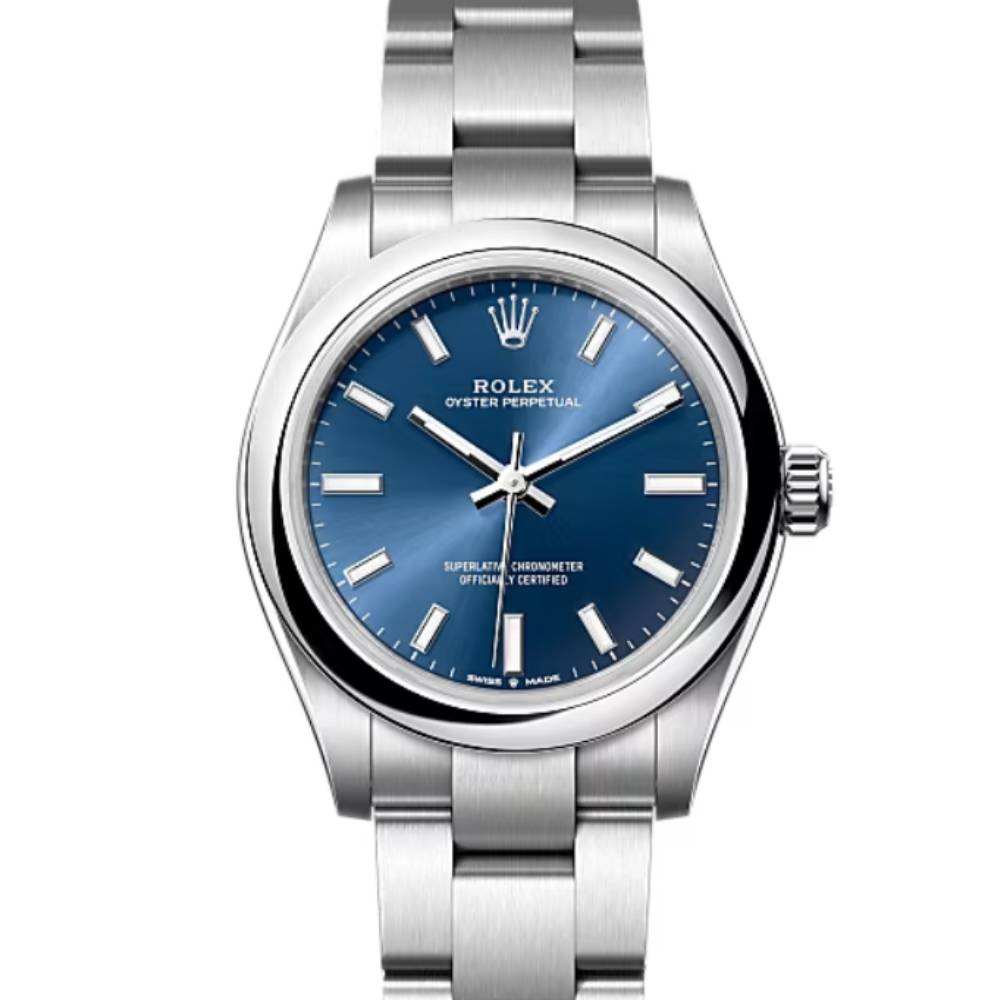 Rolex Oyster Perpetual 31mm - Ref: 277200-0003 - Bright Blue Stick Dial, Stainless Steel Oyster Bracelet Watch