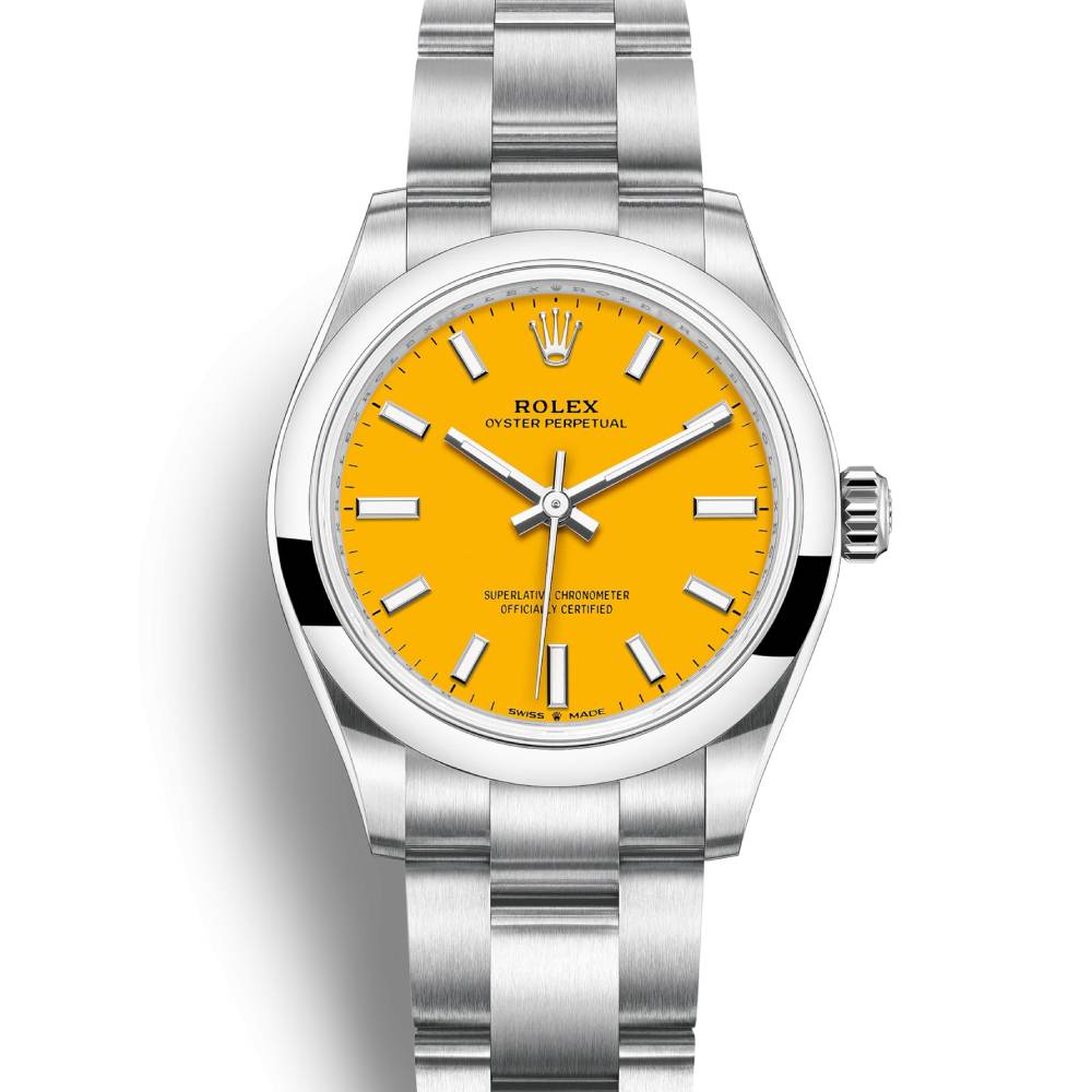 Rolex Oyster Perpetual 31mm - Ref: 277200-0005 - Yellow Stick Dial, Stainless Steel Oyster Bracelet Watch