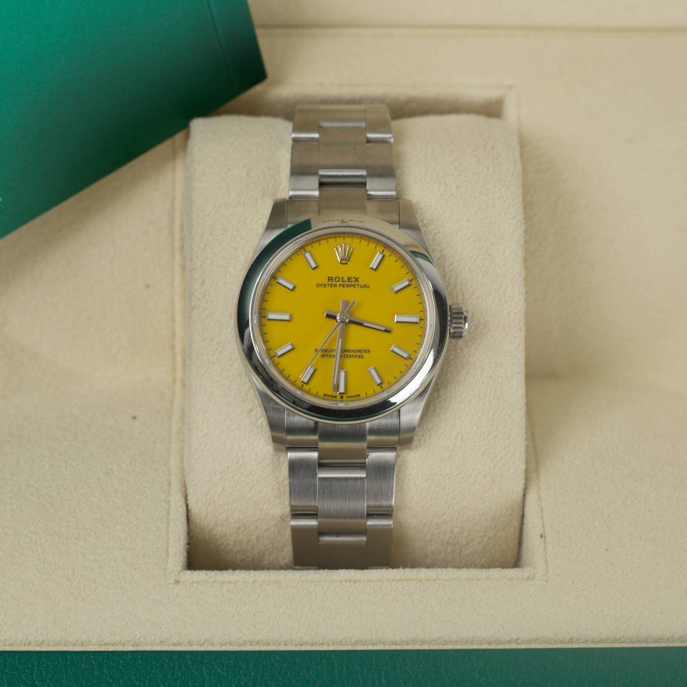 Rolex Oyster Perpetual 31mm - Ref: 277200-0005 - Yellow Stick Dial, Stainless Steel Oyster Bracelet Watch