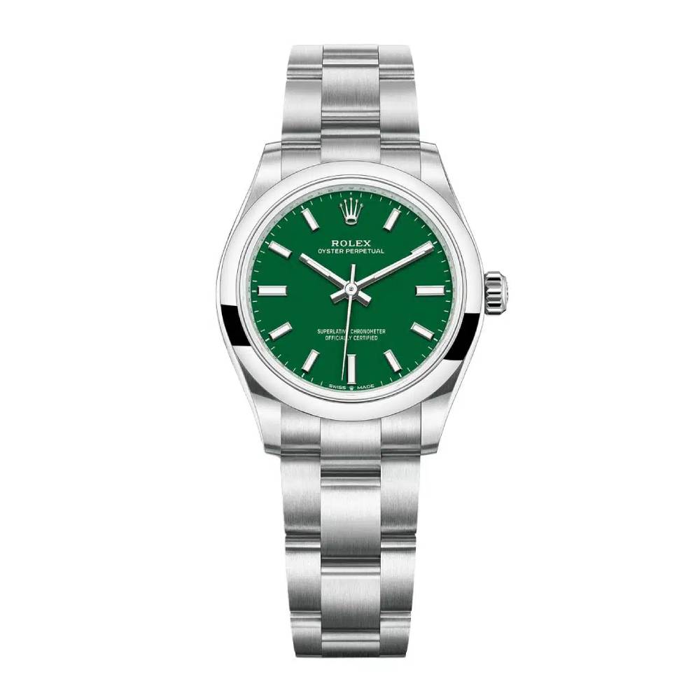 Rolex Oyster Perpetual 31mm - Ref: 277200-0006 - Green Stick Dial, Stainless Steel Oyster Bracelet Watch