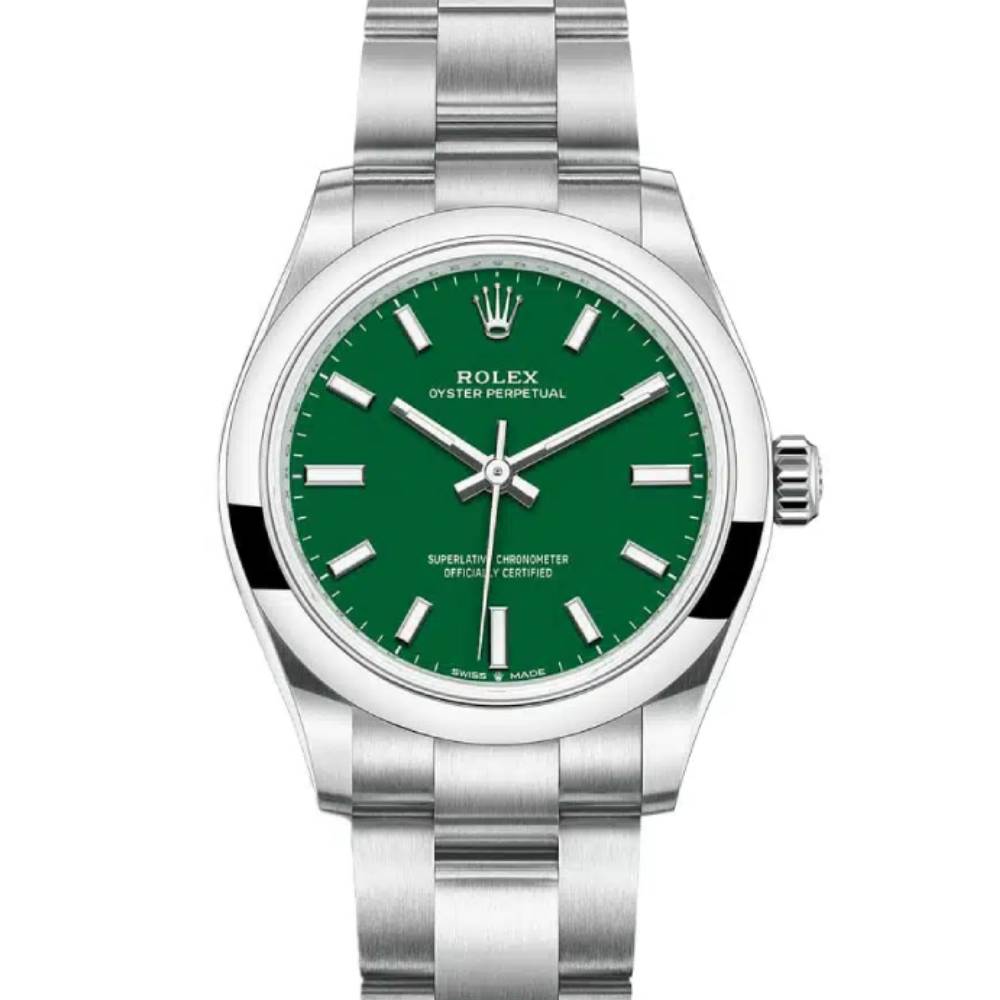 Rolex Oyster Perpetual 31mm - Ref: 277200-0006 - Green Stick Dial, Stainless Steel Oyster Bracelet Watch