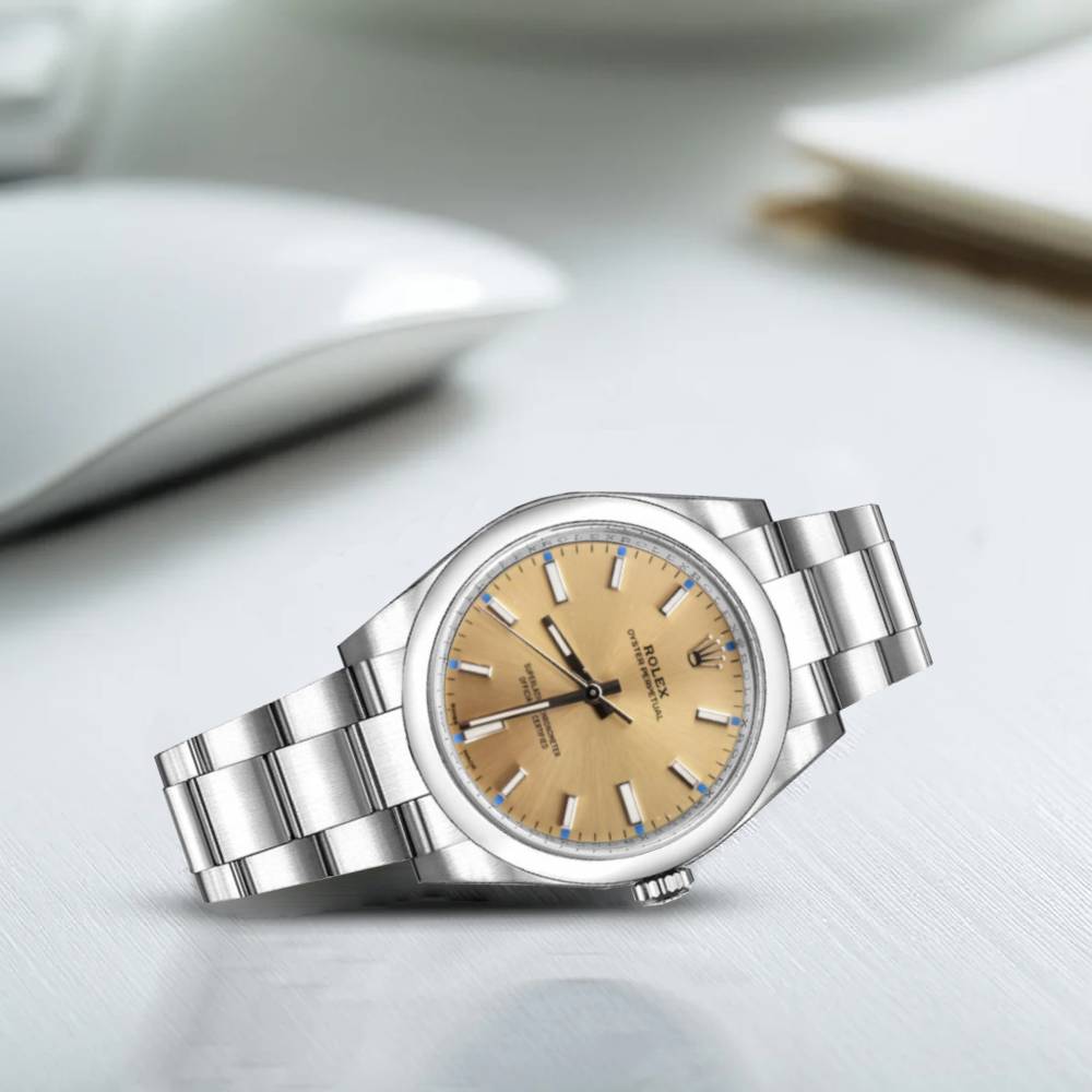 Rolex Oyster Perpetual 34mm - Ref: 114200-0022 - White Grape Stick Dial, Stainless Steel Oyster Bracelet Watch