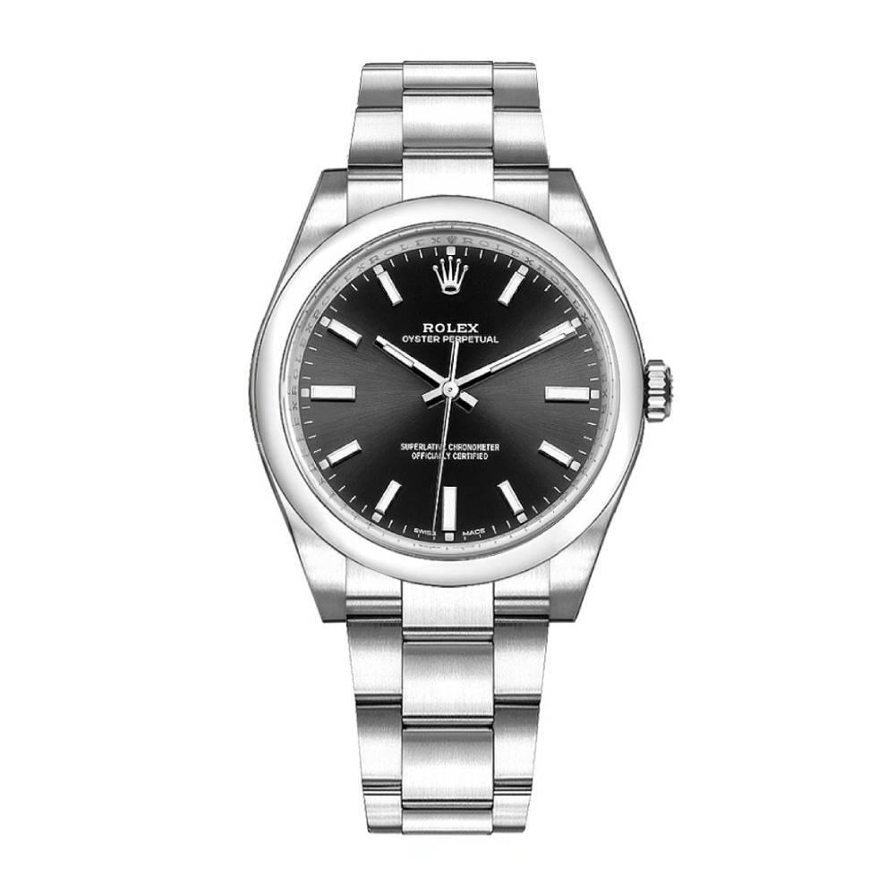 Rolex Oyster Perpetual 34mm - Ref: 114200-0023 - Black Stick Dial, Stainless Steel Oyster Bracelet Watch