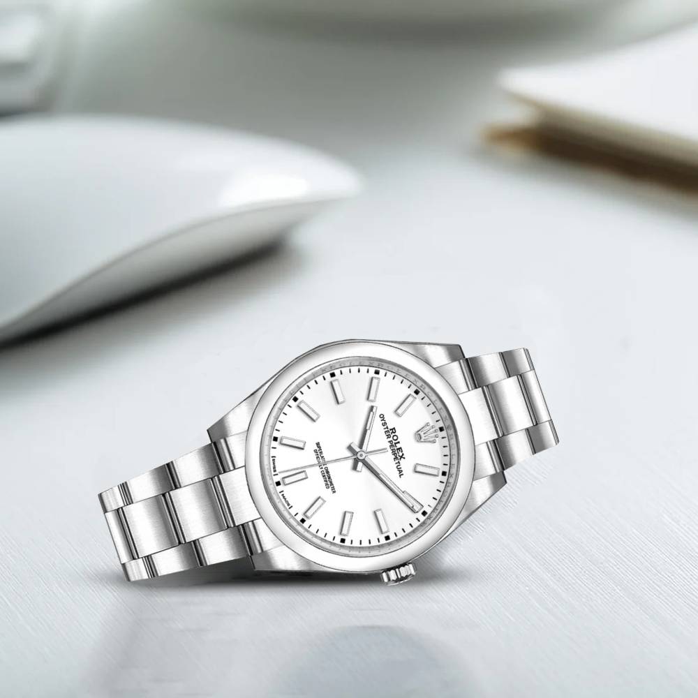 Rolex Oyster Perpetual 34mm - Ref: 114200-0024 - White Stick Dial, Stainless Steel Oyster Bracelet Watch