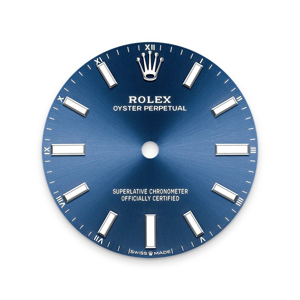 Rolex Oyster Perpetual 34mm - Ref: 124200-0003 - Bright Blue Stick Dial, Stainless Steel Oyster Bracelet Watch