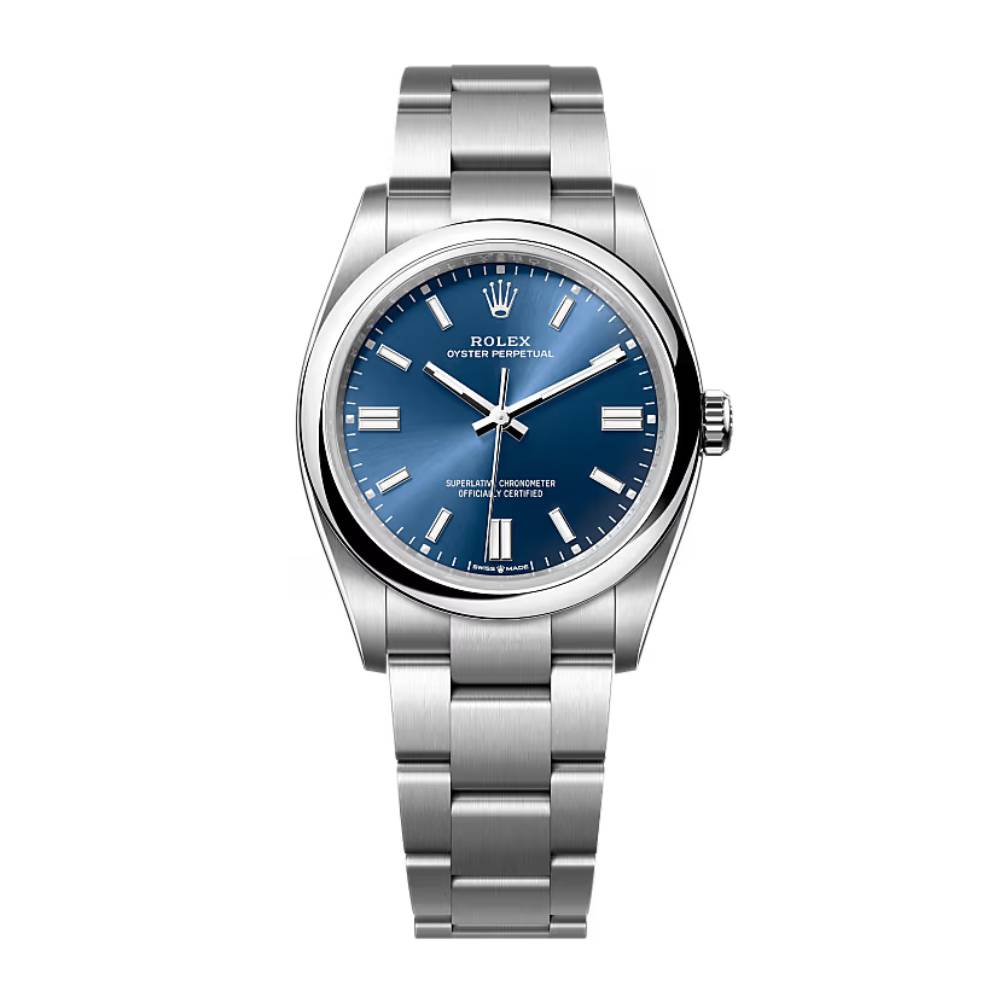 Rolex Oyster Perpetual 36mm - Ref: 126000-0003 - Bright Blue Stick Dial, Stainless Steel Oyster Bracelet Watch