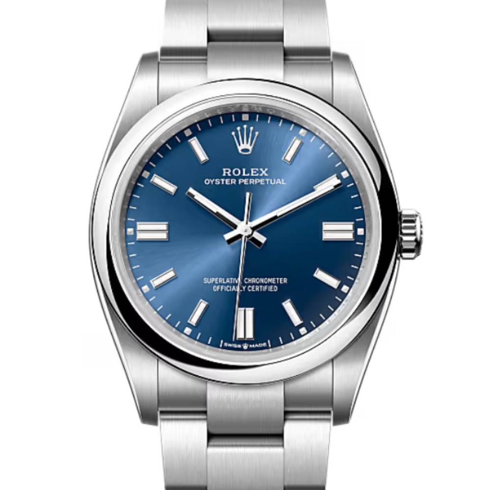 Rolex Oyster Perpetual 36mm - Ref: 126000-0003 - Bright Blue Stick Dial, Stainless Steel Oyster Bracelet Watch