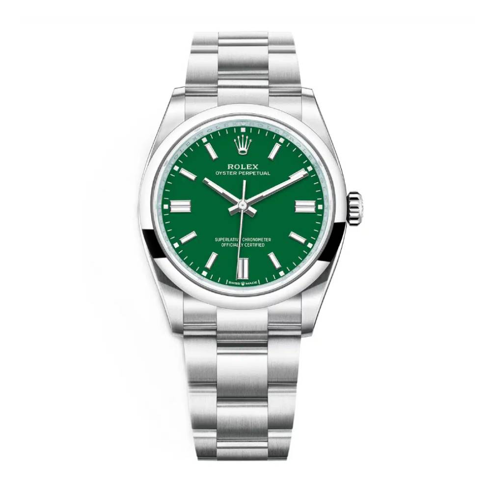 Rolex Oyster Perpetual 36mm - Ref: 126000-0005 - Green Stick Dial, Stainless Steel Oyster Bracelet Watch