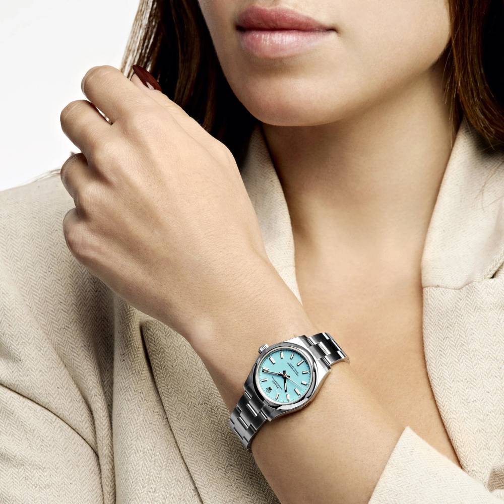 Rolex Oyster Perpetual "Tiffany" 36mm | Stainless steel bracelet | Turquoise Tiffany Blue dial Smooth bezel | Men's Watch 126000-0006