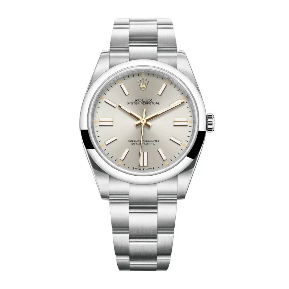 Rolex Oyster Perpetual 41mm - Ref: 124300-0001 - Silver Stick Dial, Stainless Steel Oyster Bracelet Men's Watch