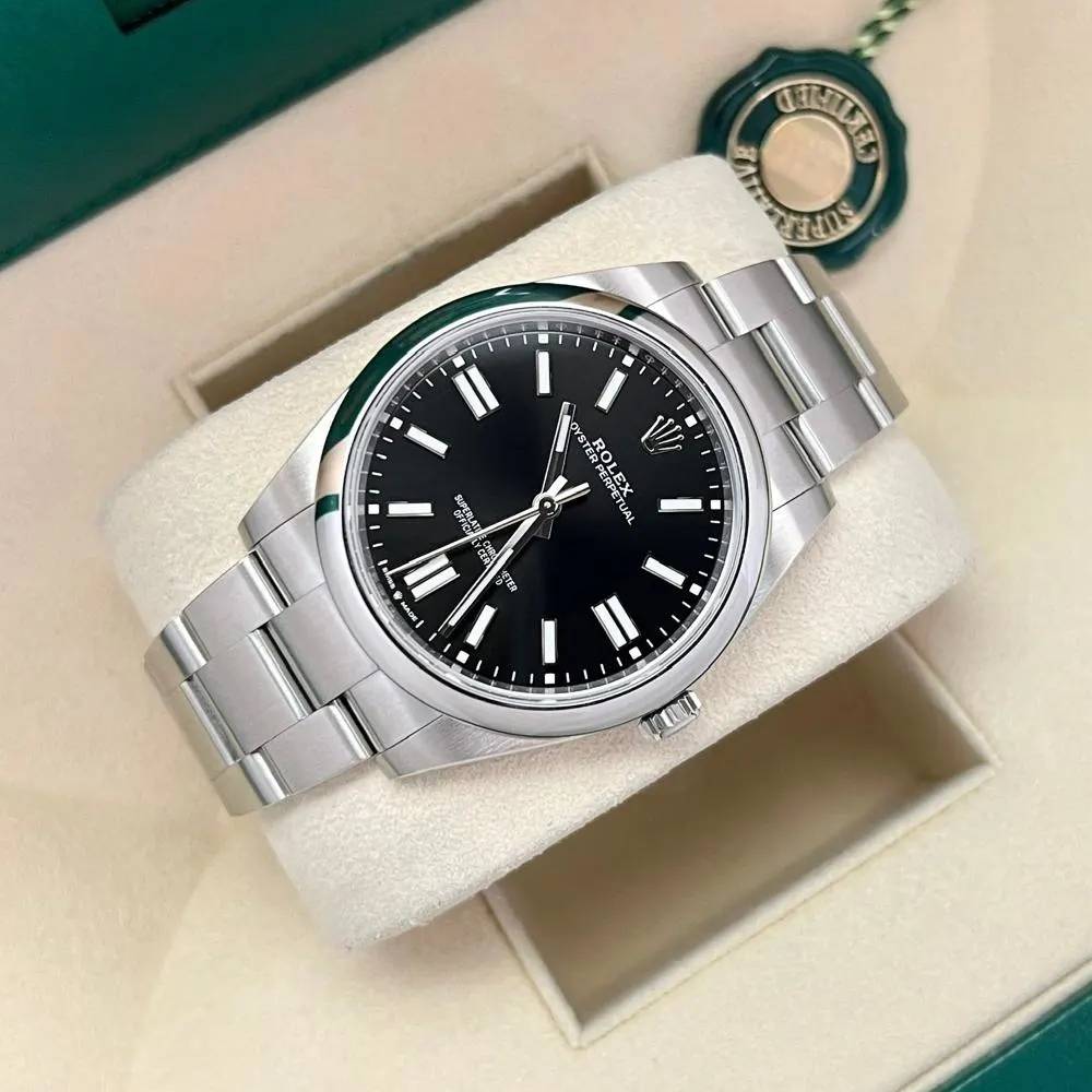 Rolex Oyster Perpetual 41mm - Ref: 124300-0002 - Black Stick Dial, Stainless Steel Oyster Bracelet Men's Watch