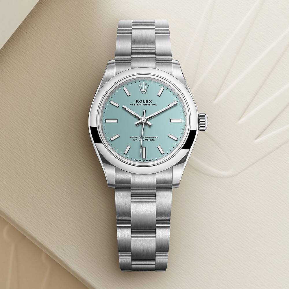 Rolex Oyster Perpetual "Tiffany" 31mm - Ref: 277200-0007 - Turquoise Blue Stick Dial, Stainless Steel Oyster Bracelet Watch