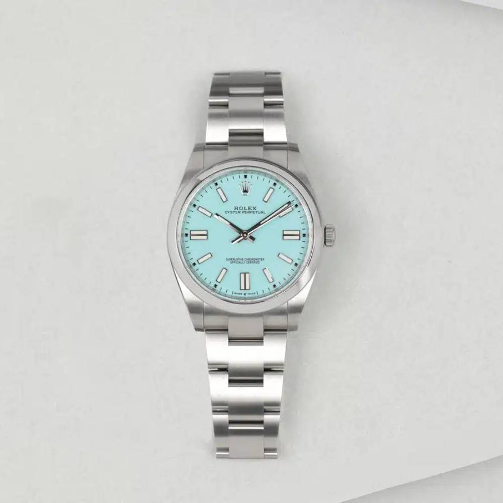 Rolex Oyster Perpetual "Tiffany" 31mm - Ref: 277200-0007 - Turquoise Blue Stick Dial, Stainless Steel Oyster Bracelet Watch