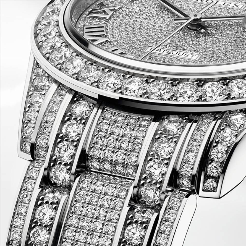 Rolex Pearlmaster 34mm - Ref: 81409rbr-0001 - Pave Roman Diamond Dial, Diamond Bezel & Diamond Case, 18K White Gold Diamond Bracelet Women's Watch