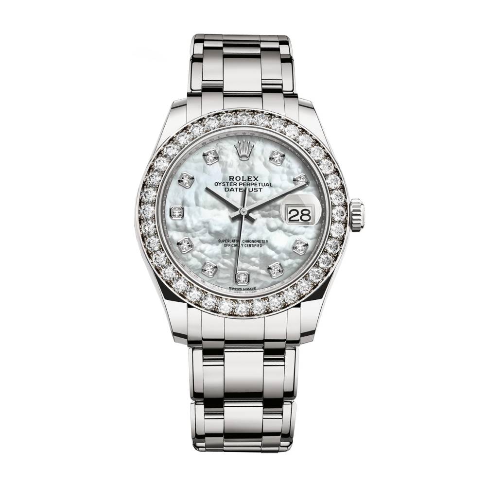 Rolex Pearlmaster 39mm - Ref: 86289-0001 - White mother of Pearl Diamond Dial & Diamond Bezel, 18K White Gold Bracelet Women's Watch