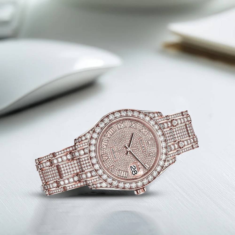 Rolex Pearlmaster 39mm - Ref: 86405rbr-0001 - Pave Roman Diamond Dial, Diamond Bezel & Diamond Case, 18K Rose Gold Diamond Bracelet Women's Watch