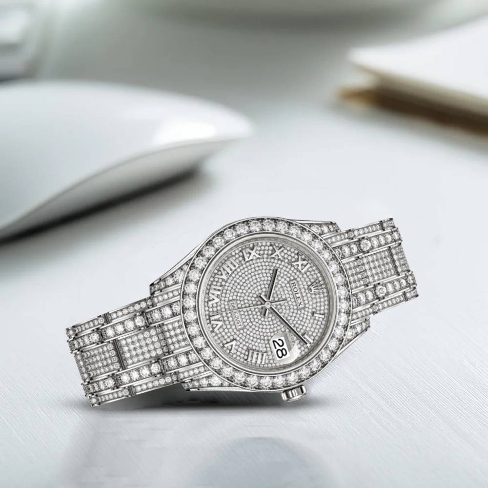 Rolex Pearlmaster 39mm - Ref: 86409rbr-0001 - Pave Roman Diamond Dial, Diamond Bezel & Diamond Case, 18K White Gold Diamond Bracelet Women's Watch