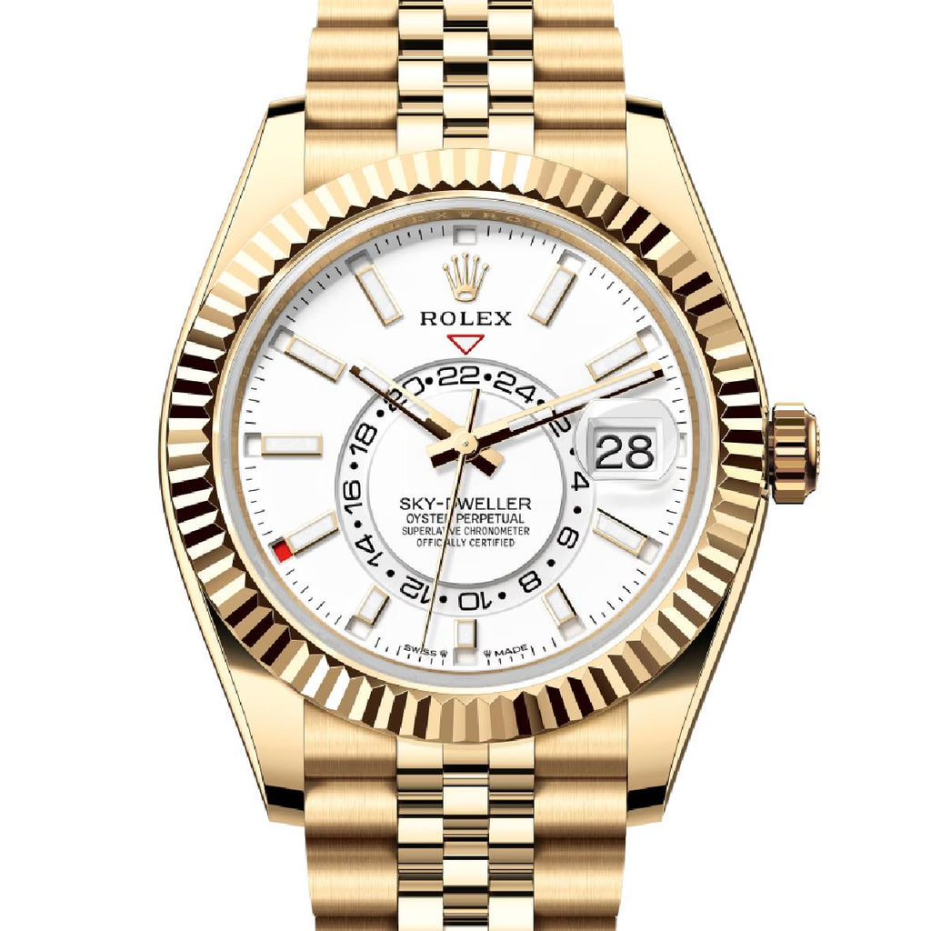 Rolex Sky-Dweller 42 mm | 18k Yellow Gold Jubilee Bracelet | Intense white dial Fluted bezel | 18k Yellow gold Case Men's Watch 336938