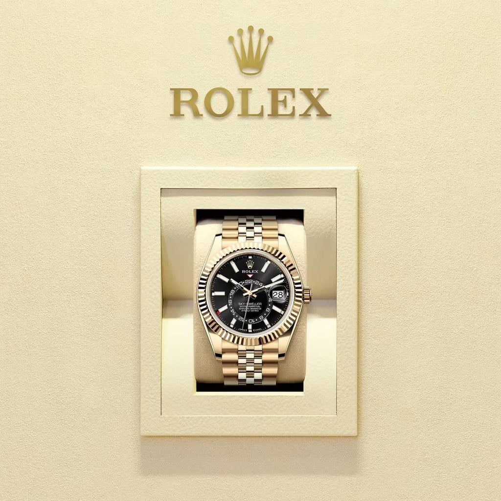 Rolex Sky-Dweller 42 mm | 18k Yellow Gold Jubilee Bracelet | Bright black dial Fluted bezel | 18k Yellow gold Case Men's Watch 336938